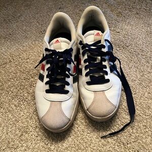 Awesome Adidas White and Navy Sneakers